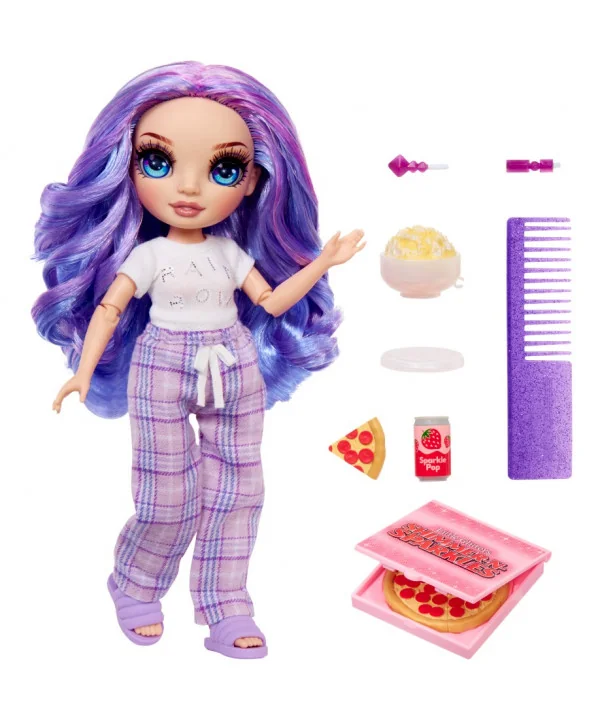 MGA 503705 Rainbow High Junior Fashion bábika v pyžamku - Violet