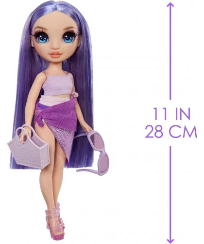 MGA 507314 Rainbow High Swim Fashion bábika Violet v plavkách