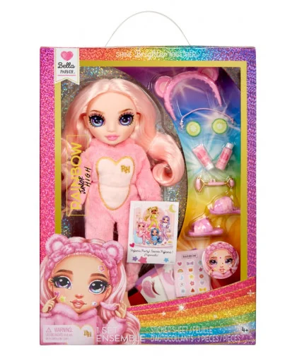 MGA 503675 Rainbow High Junior Fashion bábika v pyžamku - Bella Parker